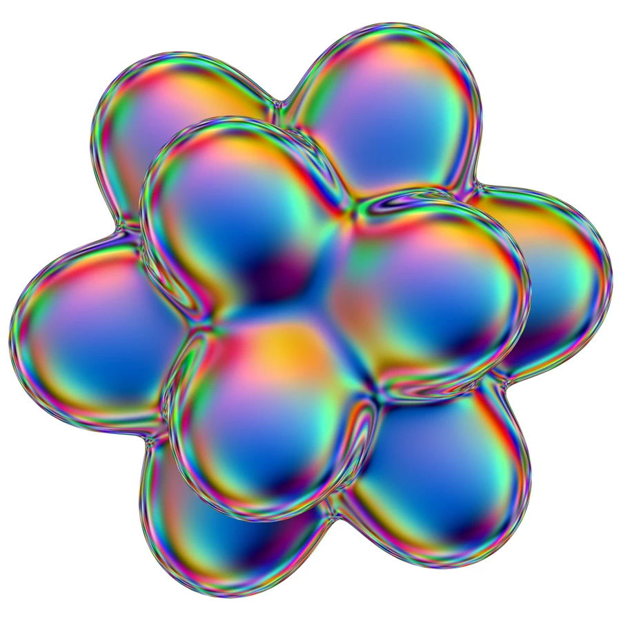 潮流酸性全息金属镭射机能彩虹3D立体几何图形png免抠图片素材【006】